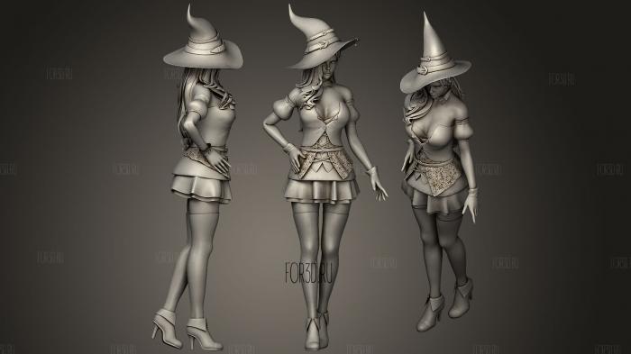 GAME READY Witch 3d stl for CNC